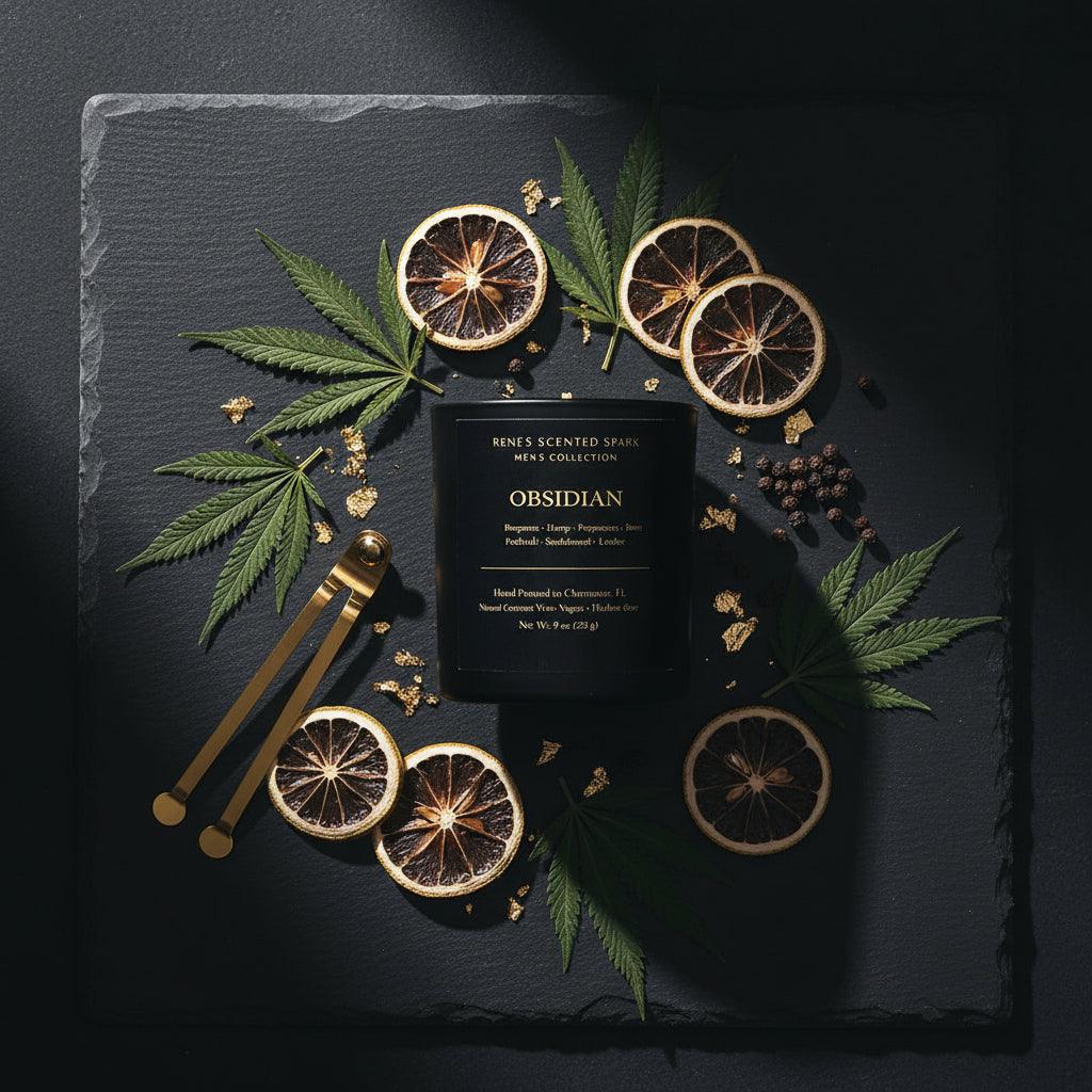 Obsidian – Luxury Men's Candle | Bergamot, Rum & Leather | Hand-Poured Coconut Wax | Father's Day Gift for Him