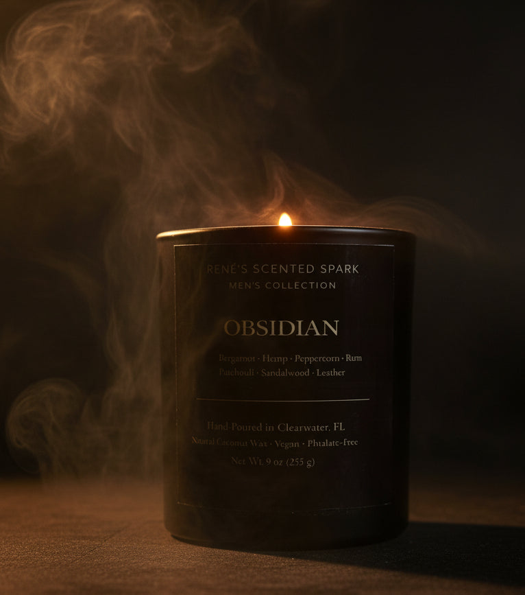 Obsidian – Luxury Men's Candle | Bergamot, Rum, Leather & Sandalwood