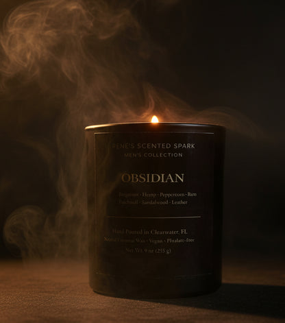 Obsidian – Luxury Men's Candle | Bergamot, Rum, Leather & Sandalwood