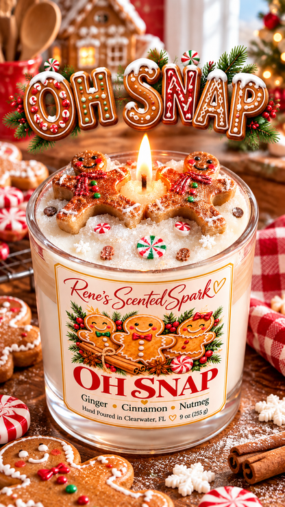 Gingerbread man topper candle, a festive Christmas gift for her hand-poured in Clearwater FL