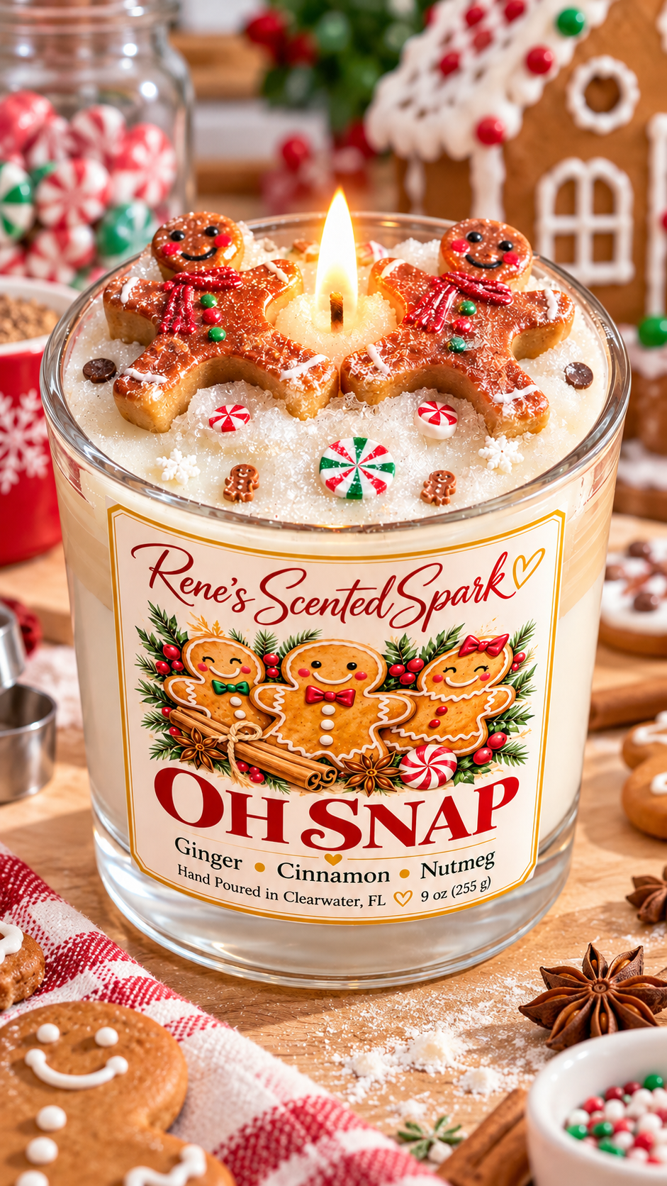 Oh Snap holiday bakery scented candle with sugar and vanilla, 9 oz coconut wax
