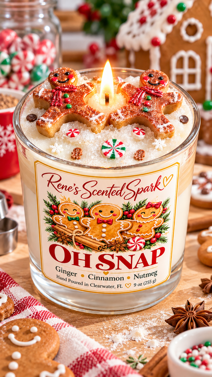 Oh Snap holiday bakery scented candle with sugar and vanilla, 9 oz coconut wax