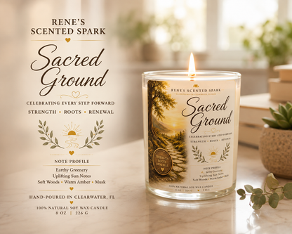 Sacred Ground personalized sobriety candle by Rene's Scented Spark