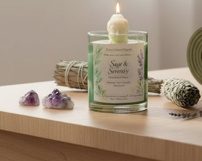 Sage & Serenity coconut wax candle gift-ready presentation, a premium wellness gift by Rene's Scented Spark