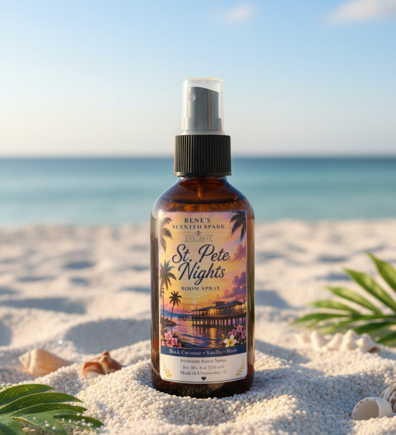 St. Pete Nights Room Spray | Black Coconut Vanilla Musk | Coastal Sunset Home Fragrance | 4 oz