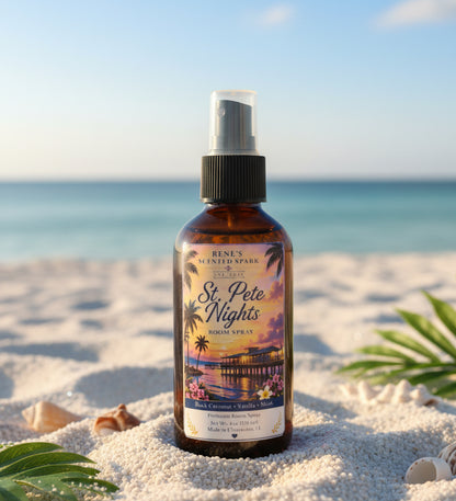 St. Pete Nights Room Spray | Black Coconut Vanilla Musk | Coastal Sunset Home Fragrance | 4 oz