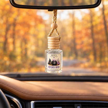 Witches Brew cinnamon, balsam and amber hanging car air freshener by Rene's Scented Spark
